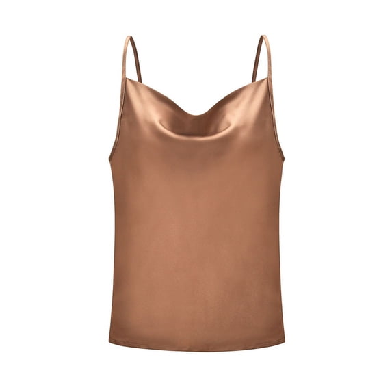 Camisole Tops For Women Casual Brown Fashion Solid Color Adjustable Basic Strappy Solid Tank Summer Tops For Women