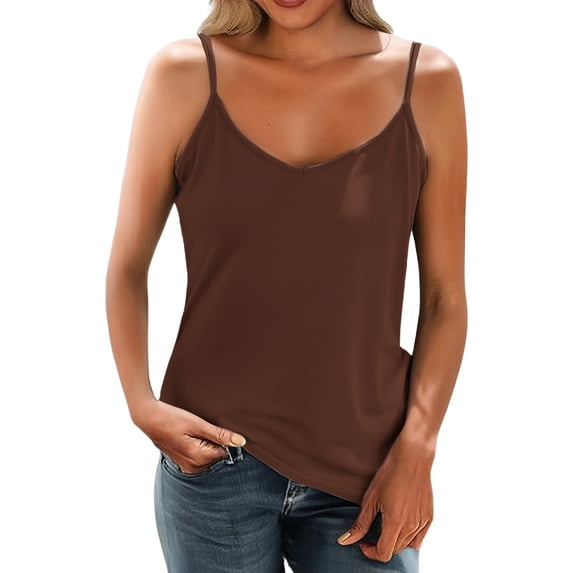 Sleeveless Tops For Women Camisole Tops For Women Spaghetti Strap V Neck Summer Innerwear Slimming Shaping Basic Thin Casual Top Spaghetti Straps Swing Tank Tops Summer Outfits