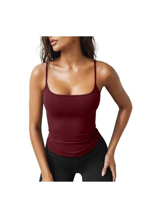 Camisole Tops For Women Women's Tank Tops Slim Fit Spaghetti Strap Tank Top Cute Summer Square Neck Top