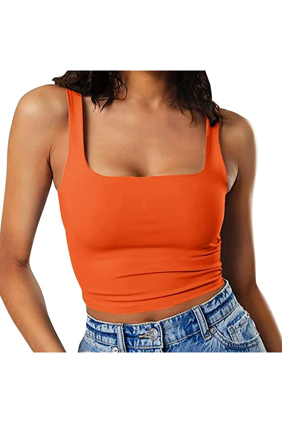 Camisole Tops For Women Womens Ribbed Square Neck Tank Tops Basic Backless Sleeveless Summer Shirts