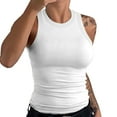 thumbnail image 1 of Camisole Tops For Women Womens Sleeveless Racerback High Neck Casual Basic Cotton Ribbed Tank Top, 1 of 4