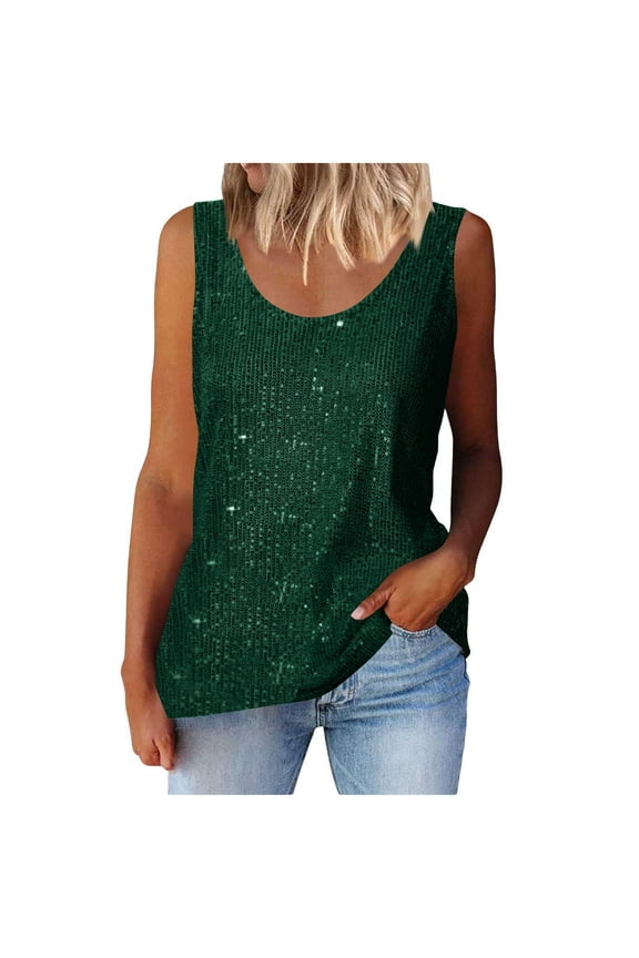 Camisole Tops For Women Womens Summer Fashion Sequin Tops Neck Sequin Sleeveless Tanks Tops Blouses