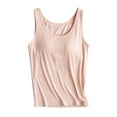 thumbnail image 1 of Camisole Tops for Women Built in Bra Plain Soft Ladies V Neck Sleevless Sports Vests Loose Fit Underwear Yoga Vest with Chest Pad No Steel Rings Womens Summer Cami Tank Tops, 1 of 4