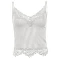 thumbnail image 1 of Camisole Tops for Women Lace Cami V-Neck Soft Comfy Slim-Fit Tank Tops Sleeveless Spaghetti Strap Ribbed Undershirts Solid Color Wireless Lace Push Up Camisole Everyday Underwear White Xxl, 1 of 4