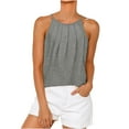 thumbnail image 1 of Camisole Tops for Women Loose Solid Color Pleated Sleeveless Tank Tops Spaghetti Strap Curved Hem Cami Summer Tops for Workout/Beach Fashion Halter Camisoles Vest Tops 2024, 1 of 6