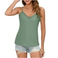 thumbnail image 1 of Camisole Tops for Women Vest Top Hollow Lace Spaghetti Strap Tank Tops Plain V Neck Cami Top Solid Color Sleeveless Tunic Blouses Loose Summer Camisoles Ladies Vests, 1 of 7