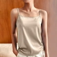 thumbnail image 1 of Camisole Tops Womens Soft Silk Satin Tank Top Spaghetti Strap Casual Cami Sleeveless Blouses Summer Basic Shirt (Medium, Beige), 1 of 4