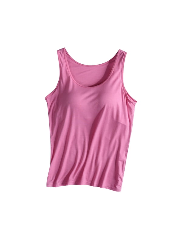 Camisole Tops for Women Built in Bra Padded Camisoles Yoga Bra Tank Tops Plus Size Wide Strap Tank Tops
