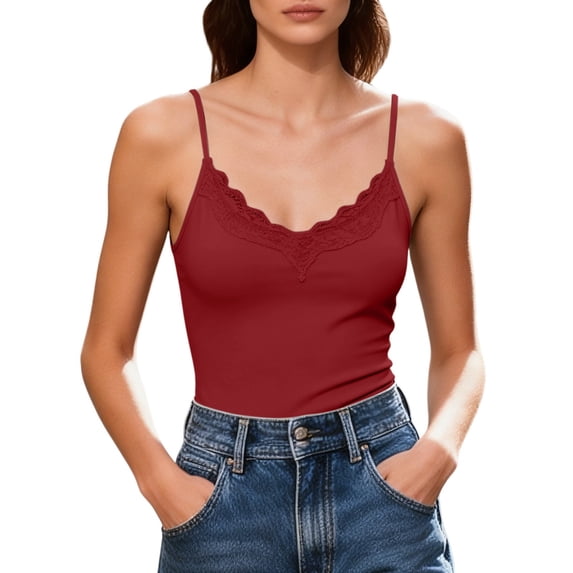 Camisole Tops for Women Camisoles Lace V Neck Tank Top Spaghetti Strap Slim Sexy Tops Going Out Cute Shirts