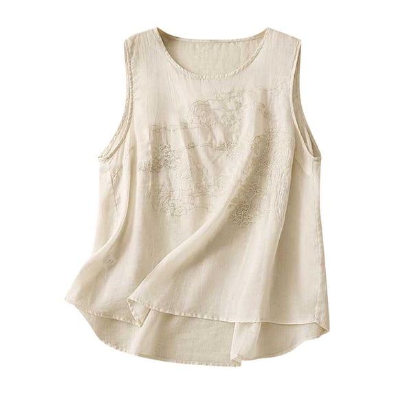 Camisole Tops for Women Cotton And Linen Embroidered Solid Color Vest Womens Summer Tank Tops
