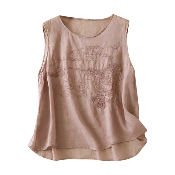 Camisole Tops for Women Cotton And Linen Embroidered Solid Color Vest Womens Summer Tank Tops