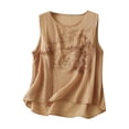 thumbnail image 1 of Camisole Tops for Women Cotton And Linen Embroidered Solid Color Vest Womens Summer Tank Tops, 1 of 4