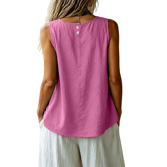Camisole Tops for Women Cotton Linen Sleeveless Loose Comfy Fit Loose Tank Tops for Women XXL