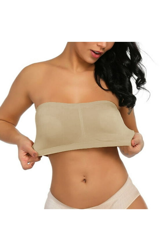 Camisole Tops for Women Double Women Plus Size Strapless Bra Bandeau Tube Removable Padded Top Stretchy