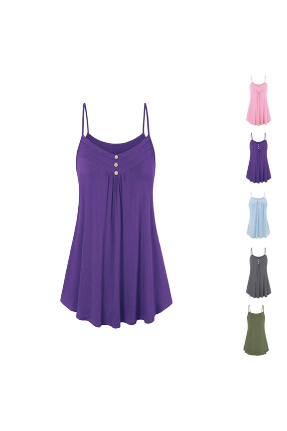 Camisole Tops for Women Dressy Casual V Neck Spaghetti Strap Loose Ruffle Flowy Cami Tank Top Summer Outfits