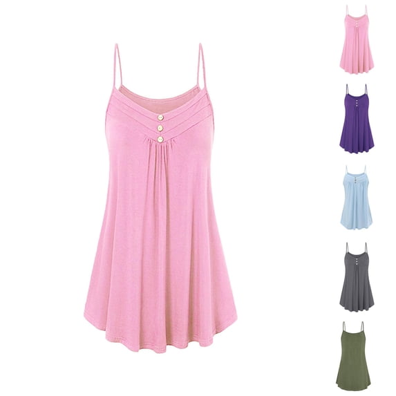 Camisole Tops for Women Dressy Casual V Neck Spaghetti Strap Loose Ruffle Flowy Cami Tank Top Summer Outfits