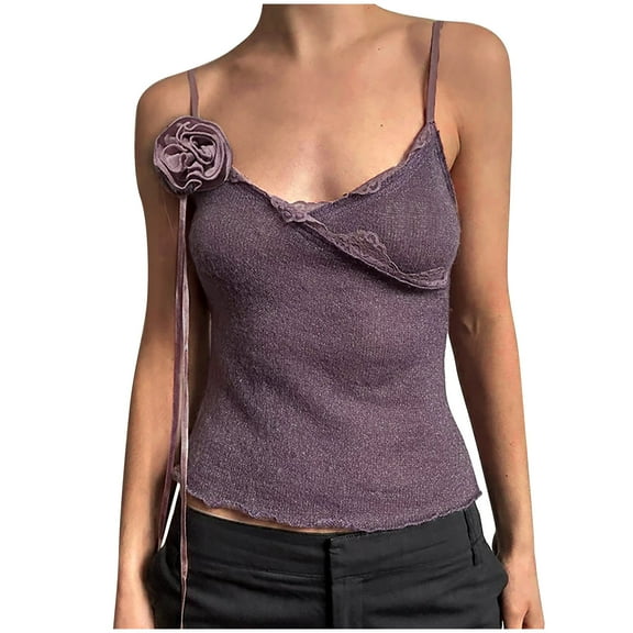 Camisole Tops for Women, Going Out Tops for Women 2026 Y2K Clothes Fashion Summer Camisole Spaghetti Strap Lace Trim Tank Top Basic Tee Shirts