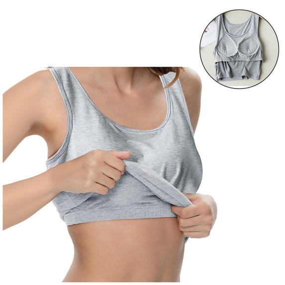 Camisole Tops for Women Grey Tank Built in Bra Layer Cropped Cami Tank Top Sleeping Tank Tops for Women