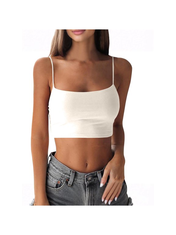 Camisole Tops for Women Ribbed U-Neck Tank Tops for Women Stretchy Knit Slim Breathable Womens Camisole Tank Tops Layering Casual S White
