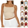 thumbnail image 1 of Camisole Tops for Women Sleeveless Adjustable Spaghetti Strap Tank Tops Y2K Basic Shirts Beige M, 1 of 4