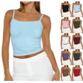 thumbnail image 1 of Camisole Tops for Women Sleeveless Adjustable Spaghetti Strap Tank Tops Y2K Basic Shirts Blue XS, 1 of 4