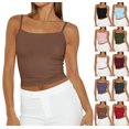 thumbnail image 1 of Camisole Tops for Women Sleeveless Adjustable Spaghetti Strap Tank Tops Y2K Basic Shirts Light Brown M, 1 of 4