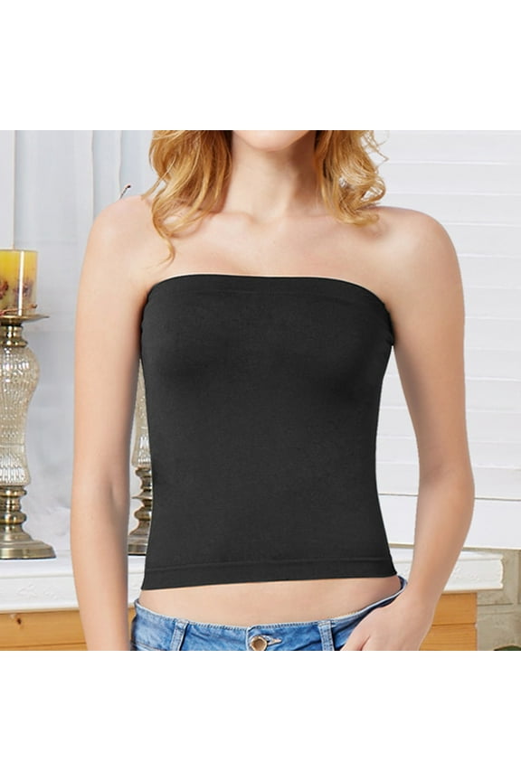 Camisole Tops for Women Strapless Bandeau Tube Tops Women Seamless Bralettes Stretchy Non Padded Bandeau Tube Top Bra