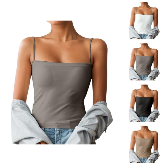 Camisole Tops for Women Stretchy Spaghetti Strap Sleeveless Slimming Padded Cami Tank Top Y2k Going out Tops