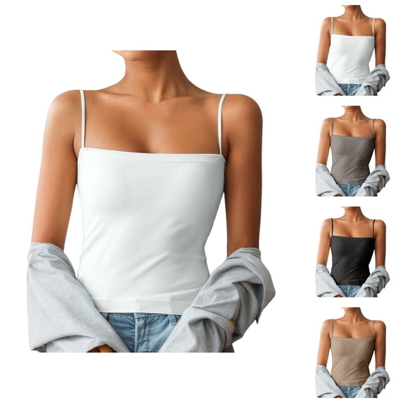 Camisole Tops for Women Stretchy Spaghetti Strap Sleeveless Slimming Padded Cami Tank Top Y2k Going out Tops