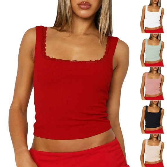 Camisole Tops for Women Tanks for Women Women Tank Top Women's Solid Color Lace Solid Color Black XL
