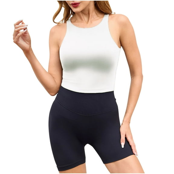 Camisole Tops for Women, Womens Butterluxe Double Lined Cropped Tops High Neck Racerback Tanks Sleeveless Casual Workout Crop Shirts