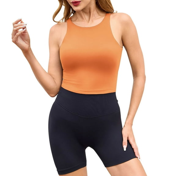 Camisole Tops for Women, Womens Butterluxe Double Lined Cropped Tops High Neck Racerback Tanks Sleeveless Casual Workout Crop Shirts
