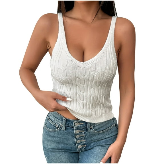 Camisole Tops for Women, Womens Spaghetti Strap V-Neck Ribbed Tank Tops for Women 2026 Slim Fitted Sleeveless Camisole Basic Layering Shirts