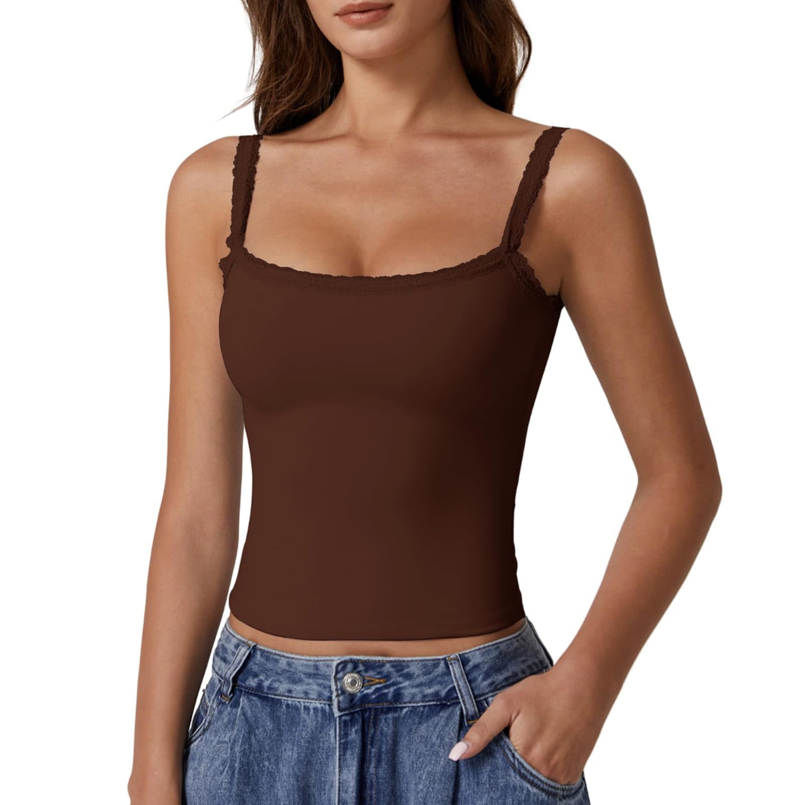 Lace Camisole Tops for Women, Yigetop Lace Top Double Lined Tank