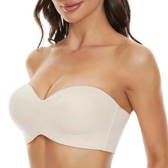 Camisole Tops for Women's Full Support Non Slip Bra Strapless Push Up Plus Size Seamless Bra Convertible Bandeau Bra