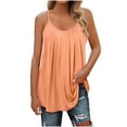 thumbnail image 1 of Camisole Womens Tank Tops 2026 Pleated Scoop Neck Sleeveless T Shirts Loose Fit Cami Basic Shirts Dressy Tunic Longline Tank Tops Soft Loungewear Soft Vest Beach Vacation Going Out, 1 of 5