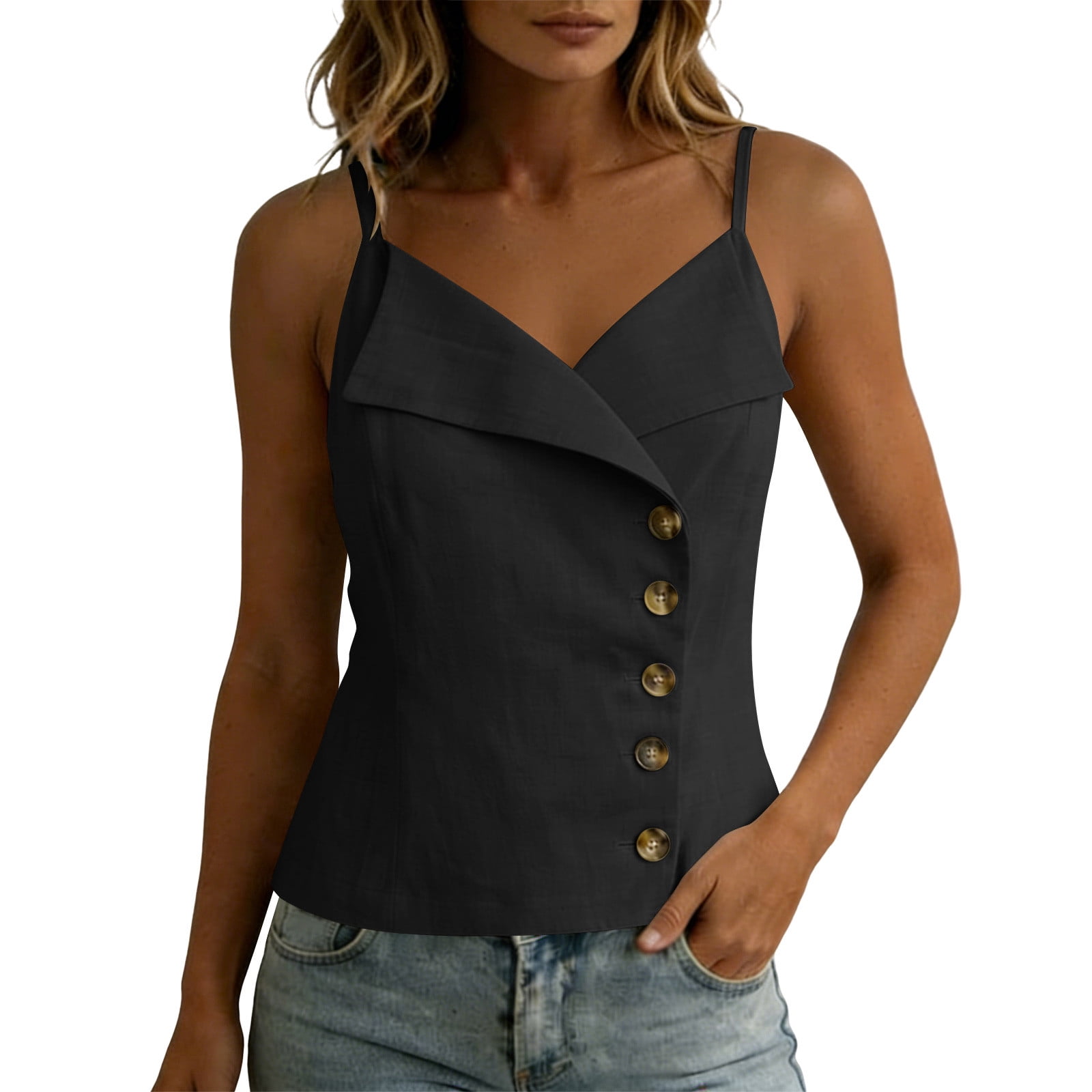 Cami Tops for Women Built in Bra Women's Sleeveless Cami Tops, V