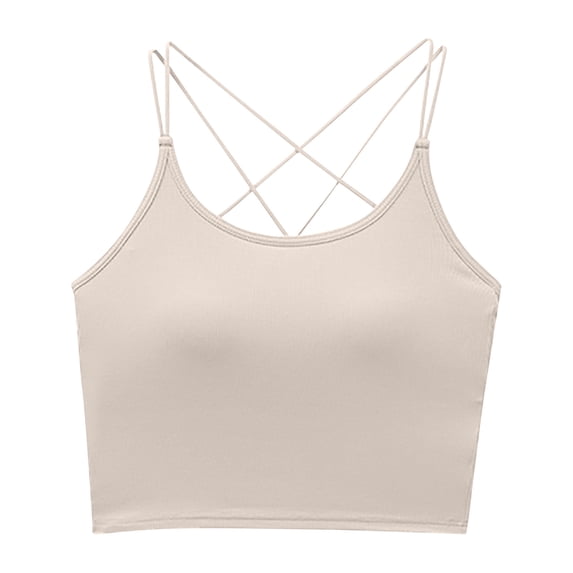 Camisole for Women Padded Seamless Crop Tank Top Crisscross Bralette Adjustable Spaghetti Strap Yoga Bra