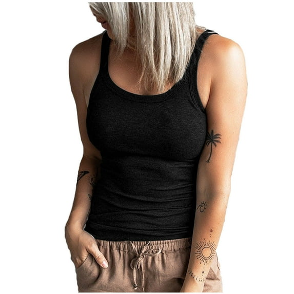 Camisole for Women Scoop Neck Racerback Workout Blouses Soft Comfy Ribbed Tank Tops Sleeveless Slim Fitted Cami Shirt