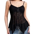 thumbnail image 1 of Camisole for Women Trendy V Neck Lace Tank Tops with Front Tie Vintage Spring Summer Peplum Tops for Layering Outwear Black M, 1 of 5