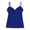 thumbnail image 1 of Camisole with Built In Bra Adjustable Strap Breast Cup Daily Sexy Casual Plus Size Tank Tops,Blue 4XL, 1 of 3