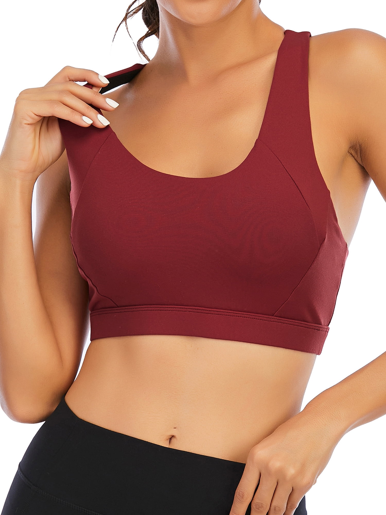 Camisoles Sports Bra for Women, Medium Support Yoga Bra Criss-Cross Back  Padded Strappy Sports Bras with Removable Cups 