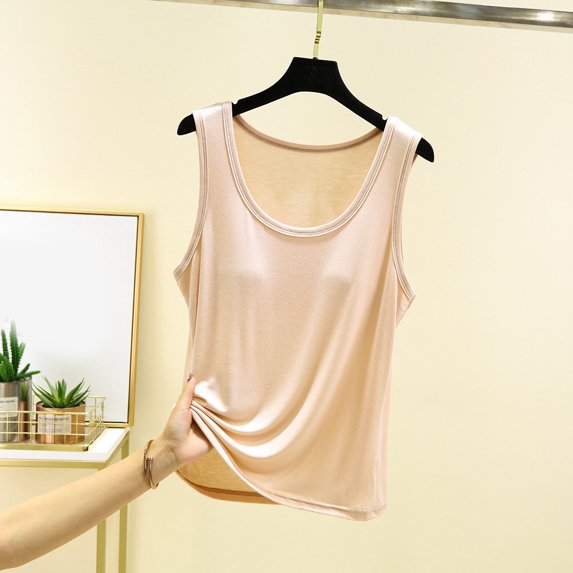 Camisoles & Tanks Women's Neck Sleeveless Knit Ribbed Fitted Casual Crop Tank Top, Beige, XXL