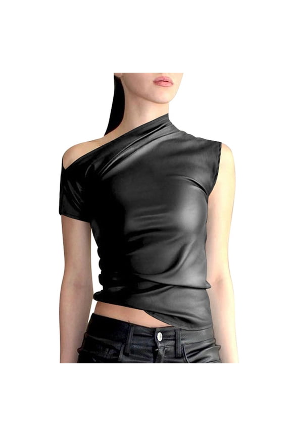 Camisoles for Women Women's Slim Fit Shoulder Leather Top Summer Street Style Fashion Base Top 3x Top Women Running Tops for Women Beaded Womens Top Shiny Top Women