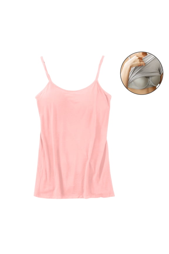 Camisoles for Women Pink Tank with Built in Bra Adjustable Spaghetti Strap Cami Tank Tops Womens Camisole Undershirts