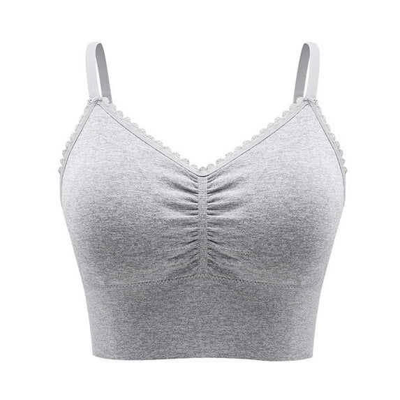 Camisoles with Built in Bra Women Back-Smoothing Bra Feature V-Neck T-Shirt Bra Style W-1949 Hook and Eye Closure Exercise Bras Gray XXL