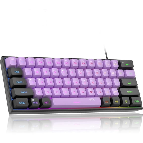 MageGee Mini Gaming Keyboard, 60% Percent Keyboard, 61 Keys Mechanical Feel, Compact RGB Backlit