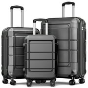 Camkey 3 Piece Suitcase Luggage Set with TSA Lock, Black