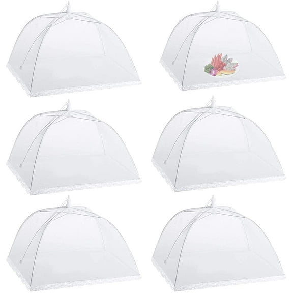 Camkey 6 Pack Dome Screen Mesh Food and Plant Covers?Reusable 17" Large Pop-Up Mesh Food Cover Tent, Collapsible Screens Canopy Food Cover Protector from Flies and Bugs for Outdoor and Home Use