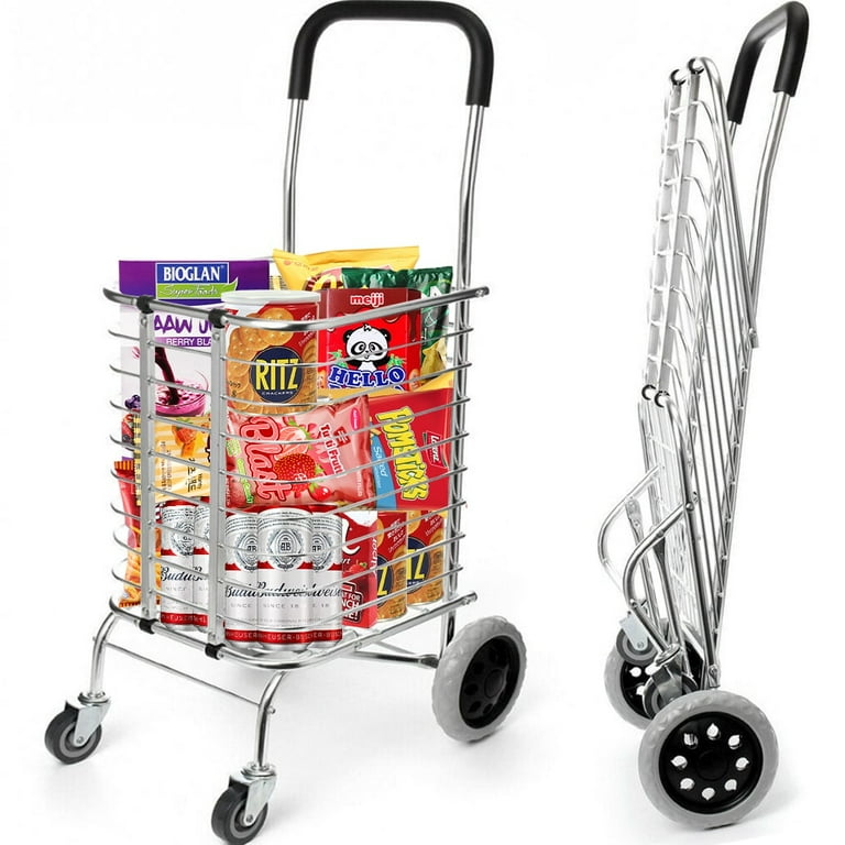 Camkey Folding Shopping Cart with Wheels Grocery Cart for